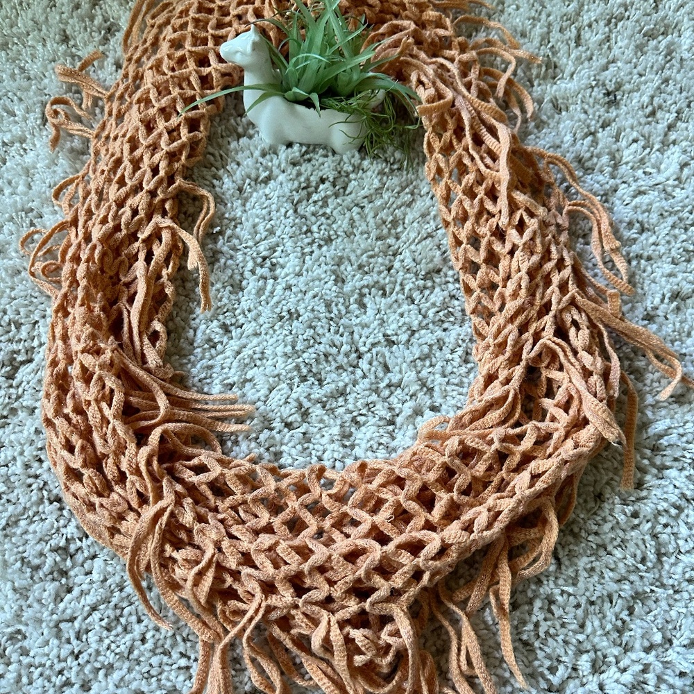 Vintage 2000s y2k orange shiny frilly cute casual preppy fringy knitted … - Picture 1 of 2
